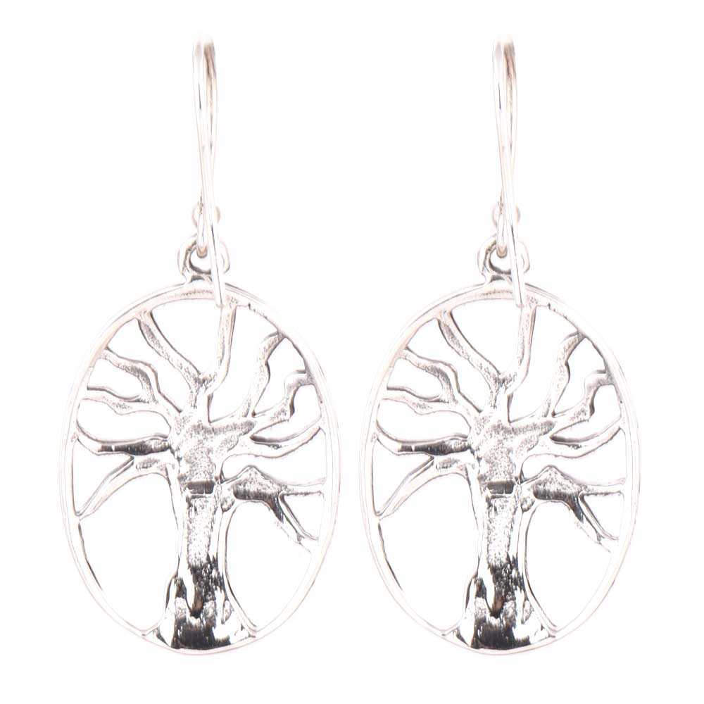 Close up of handcrafted tree of life, round pattern set in 92.5 Sterling Silver