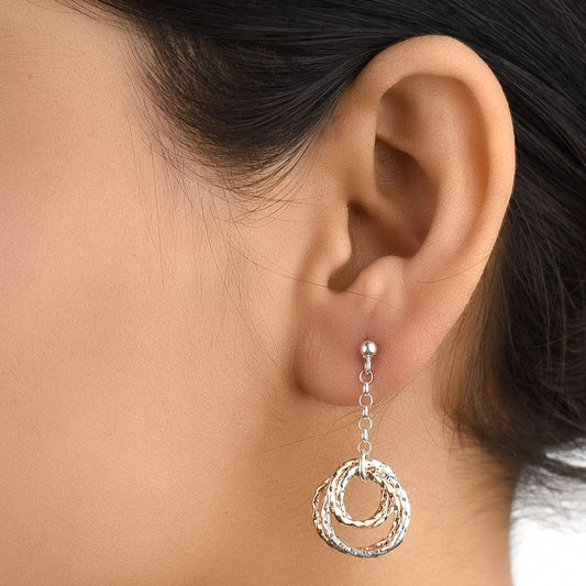 Front view of Gold Plated Circular earrings in 92.5 Sterling Silver
