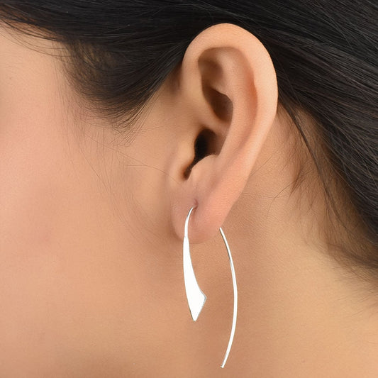 Front view of Long Geometric earrings in 92.5 Sterling Silver