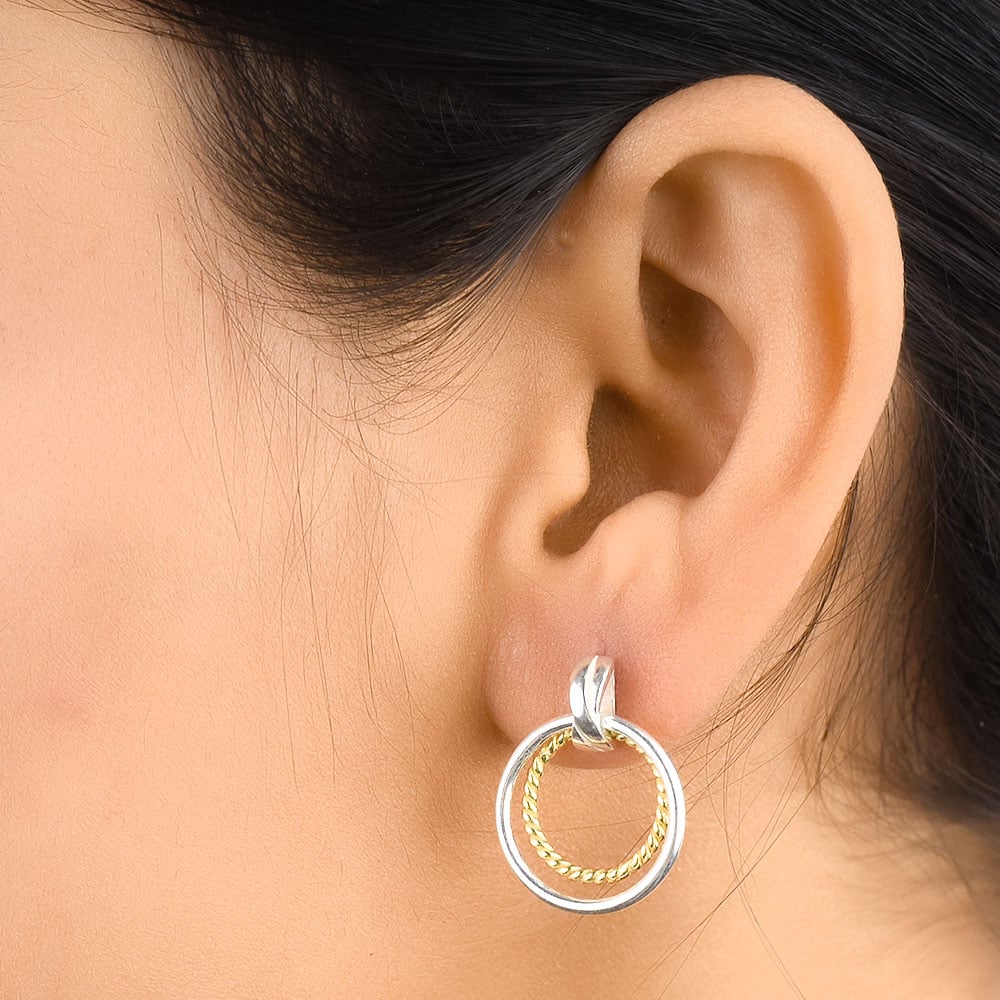 Front view of Twin Hook earrings in 92.5 Sterling Silver