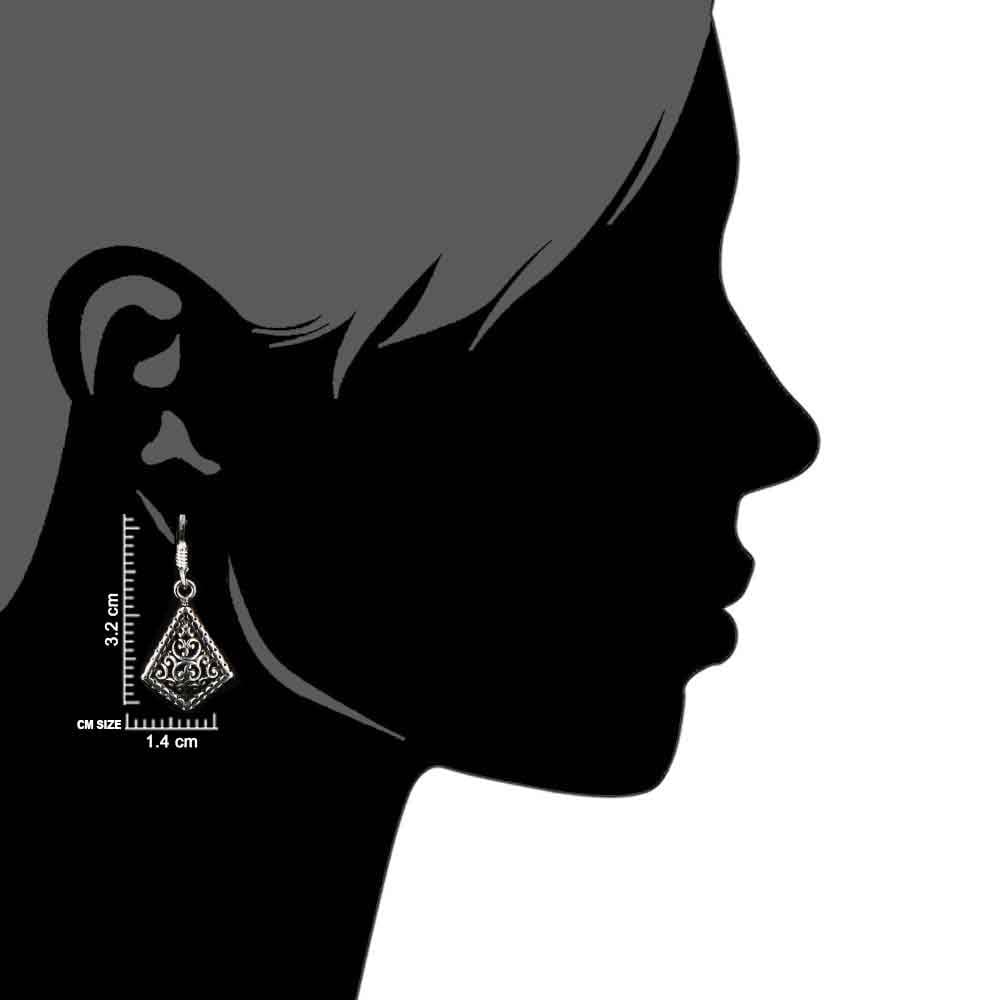 Artisanal finish on Filigree 92.5 Sterling Silver earrings