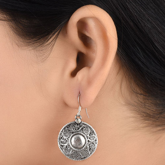 Front view of floral floral earrings in 92.5 Sterling Silver