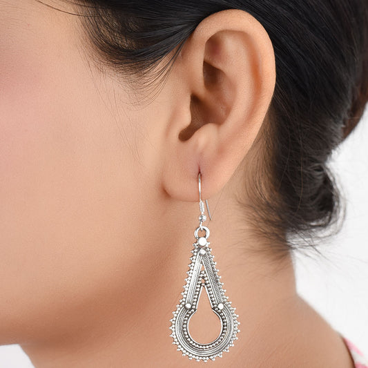 Front view of Reet drop dangle earrings in 92.5 Sterling Silver