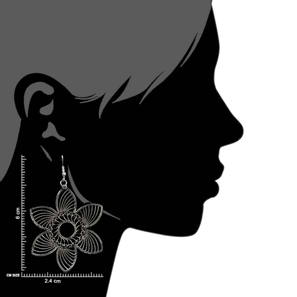 Close up of handcrafted floral pattern set in 92.5 Sterling Silver