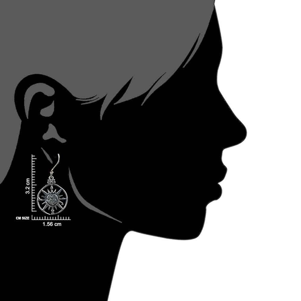 Close-up of intricate surya engraving in sterling silver