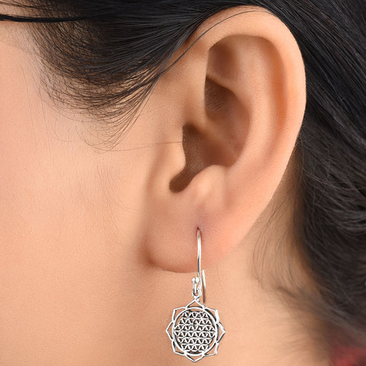 Front view of gul floral earrings in 92.5 Sterling Silver
