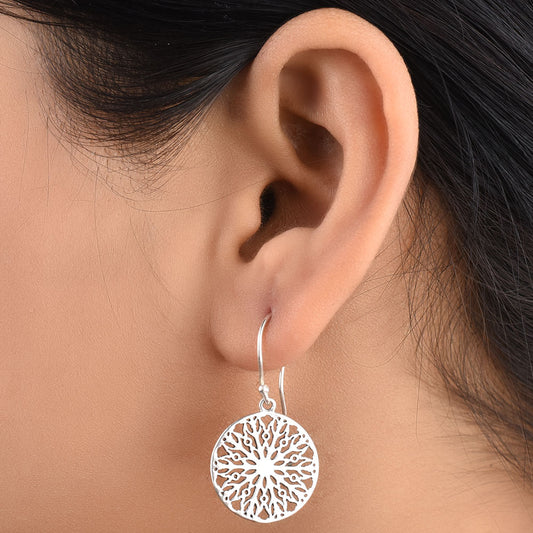 Front view of gul floral earrings in 92.5 Sterling Silver