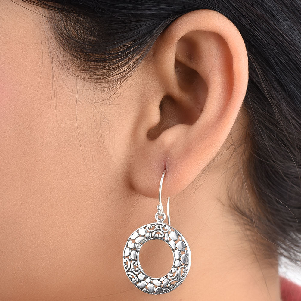 Front view of gul floral earrings in 92.5 Sterling Silver