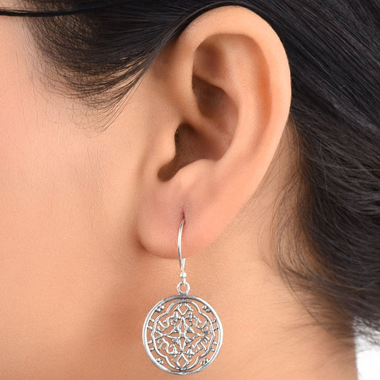 Front view of gul floral earrings in 92.5 Sterling Silver