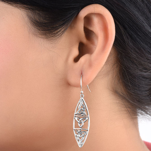 Pair of 92.5 sterling silver oval earrings displayed elegantly
