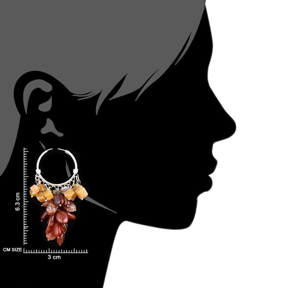 Detailed shot highlighting the craftsmanship of 92.5 sterling silver orange brown bead drop earrings