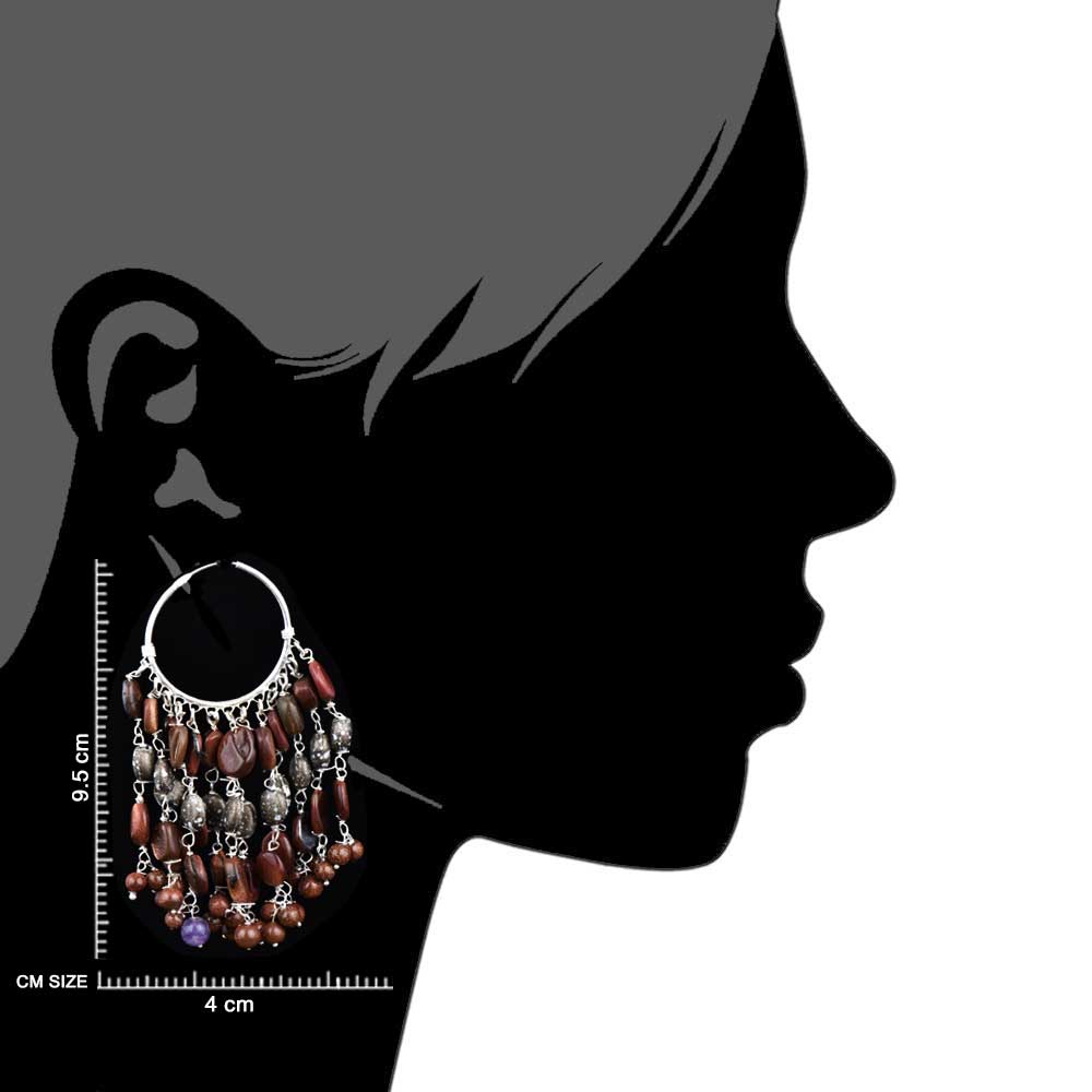 Detailed shot highlighting the craftsmanship of 92.5 sterling silver brown glossy beads earrings