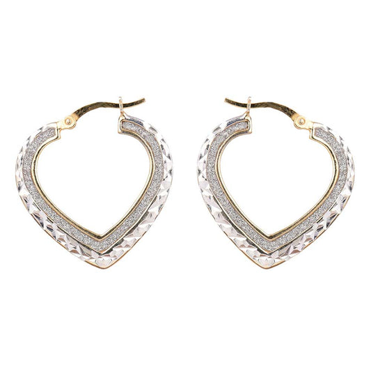 Detail of handmade craftsmanship on Open Heart Hoop Hoop Earrings in 925 Silver earrings in 92.5 Sterling Silver