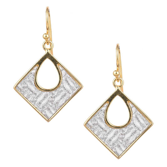 Detail of handmade craftsmanship on Square Earrings in 925 Silver earrings in 92.5 Sterling Silver