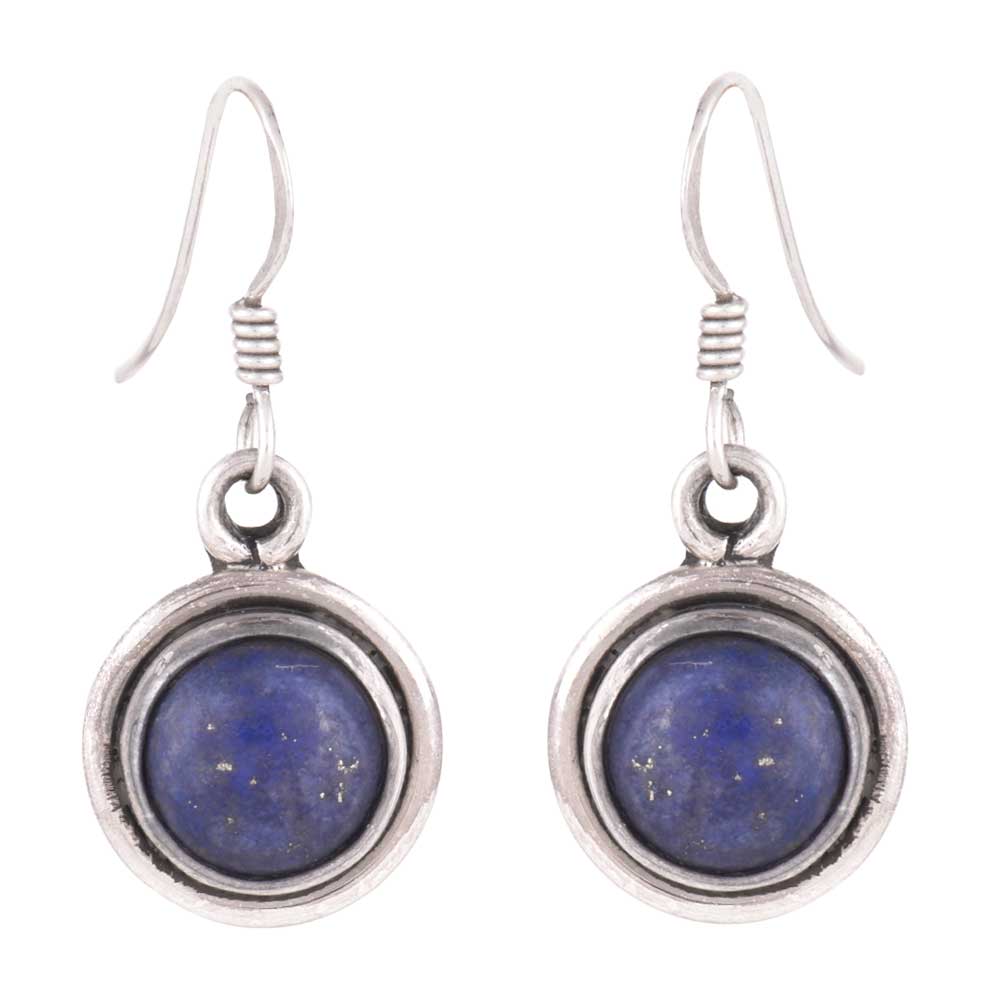 Stylish representation of Lapis Round Earrings conveying elegance and grace.