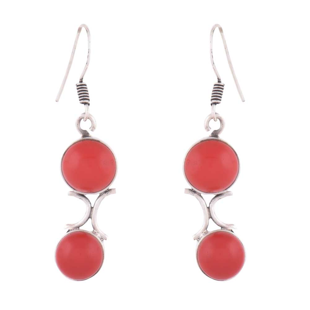 Artisan finishing on red chalcedony simple earrings with 92.5 Sterling Silver