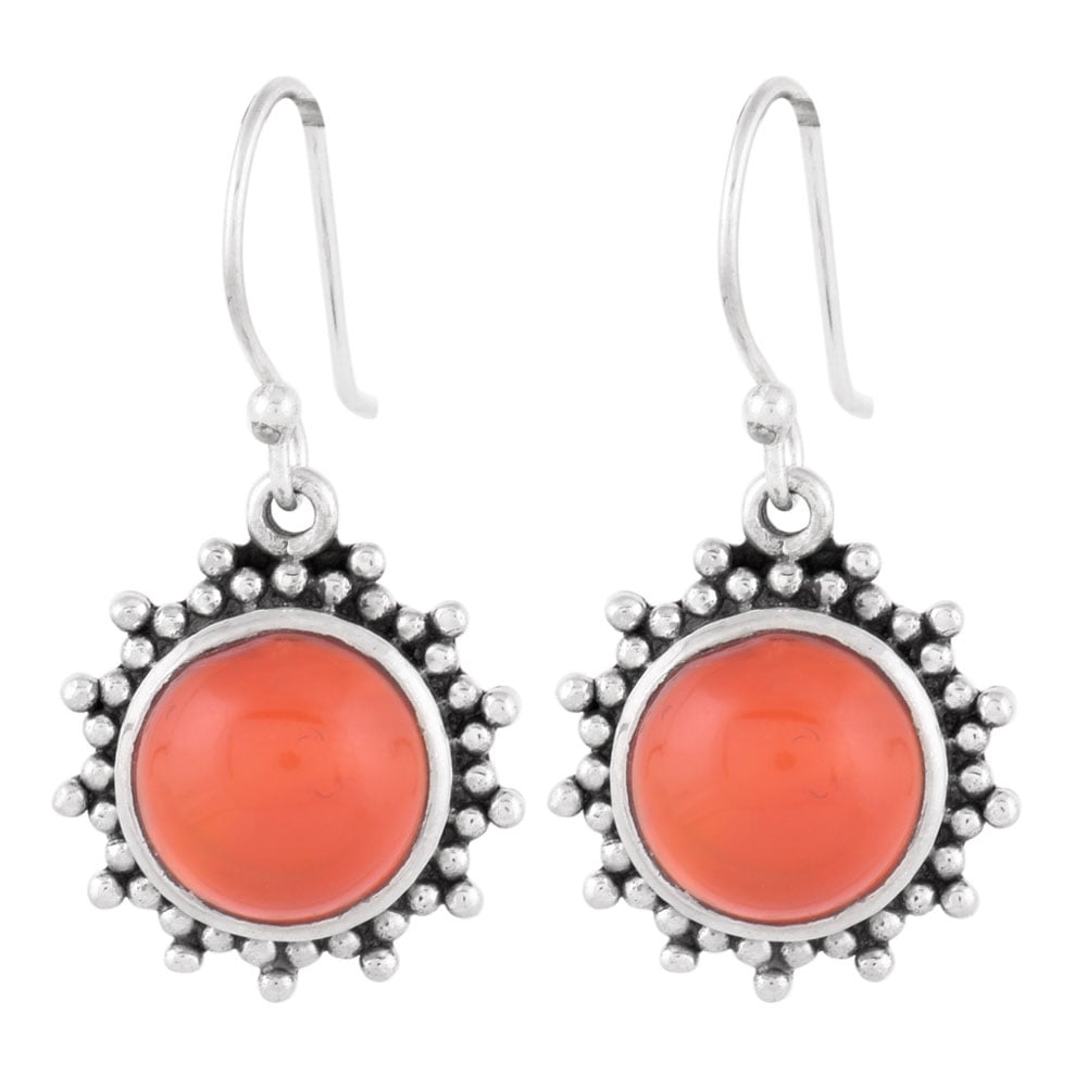 Artisan finishing on carnelian earrings with 92.5 Sterling Silver