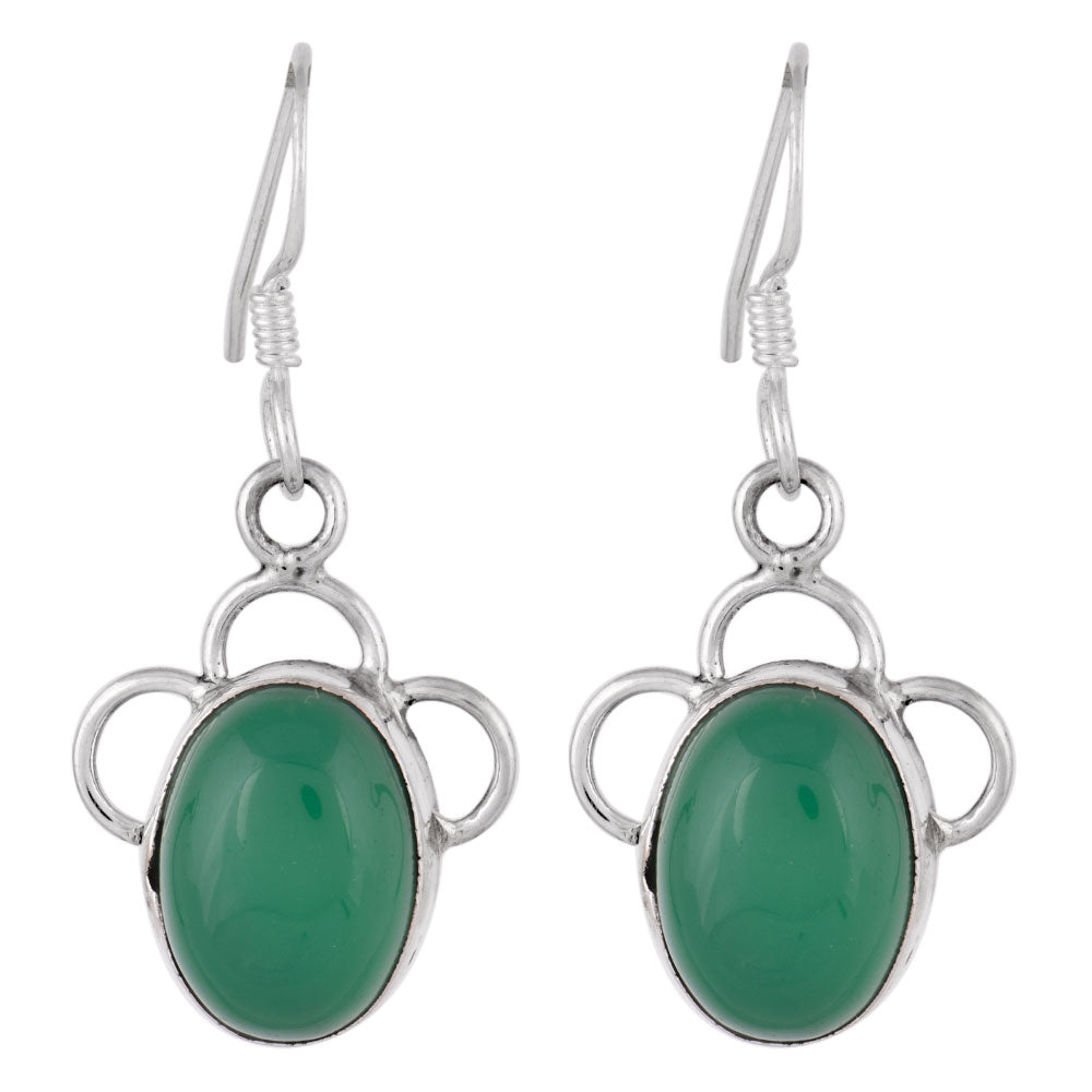 Artisan finishing on green aventurine modern earrings with 92.5 Sterling Silver