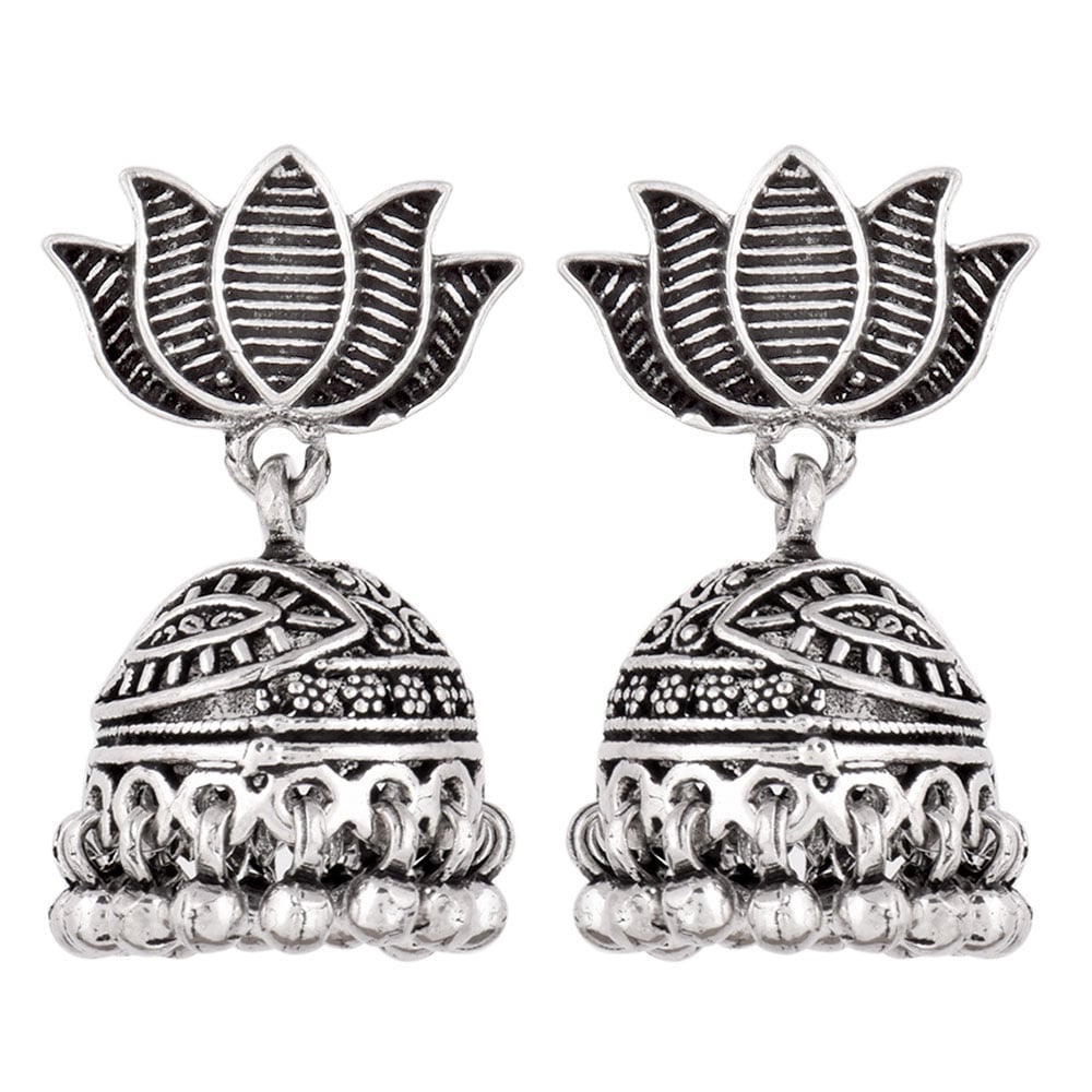 Handmade lotus earrings fashioned in 92.5 Sterling Silver