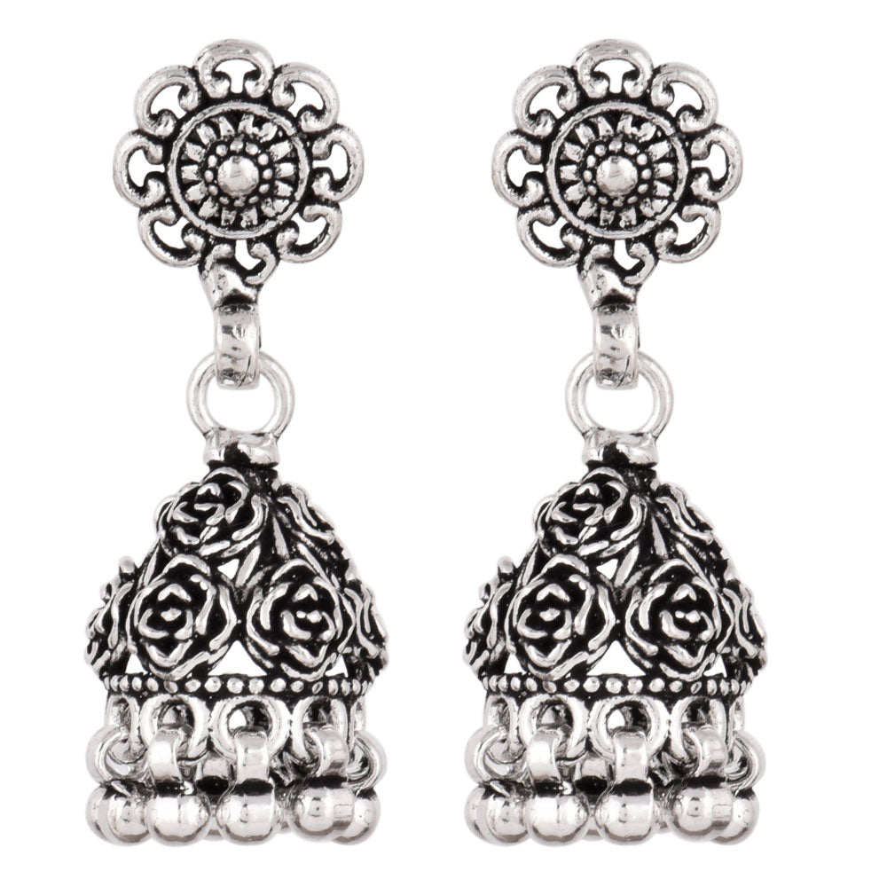 Handmade jhumka earrings fashioned in 92.5 Sterling Silver