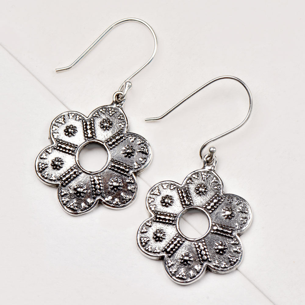 heritage floral patterns symbol earrings in 92.5 Sterling Silver