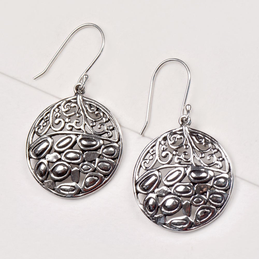 artistic circular motifs motif earrings in 92.5 Sterling Silver