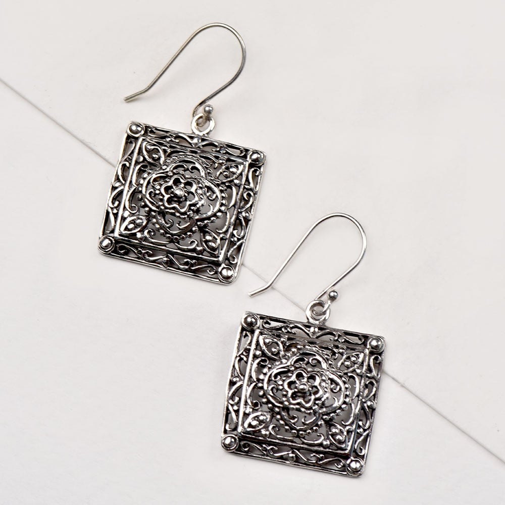 artistic geometric symmetry symbol earrings in 92.5 Sterling Silver