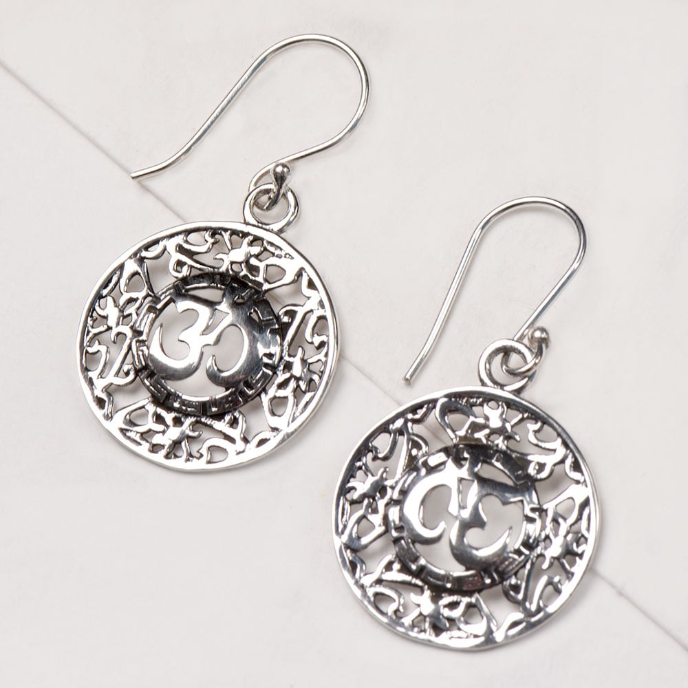 artistic circular motifs pattern earrings in 92.5 Sterling Silver