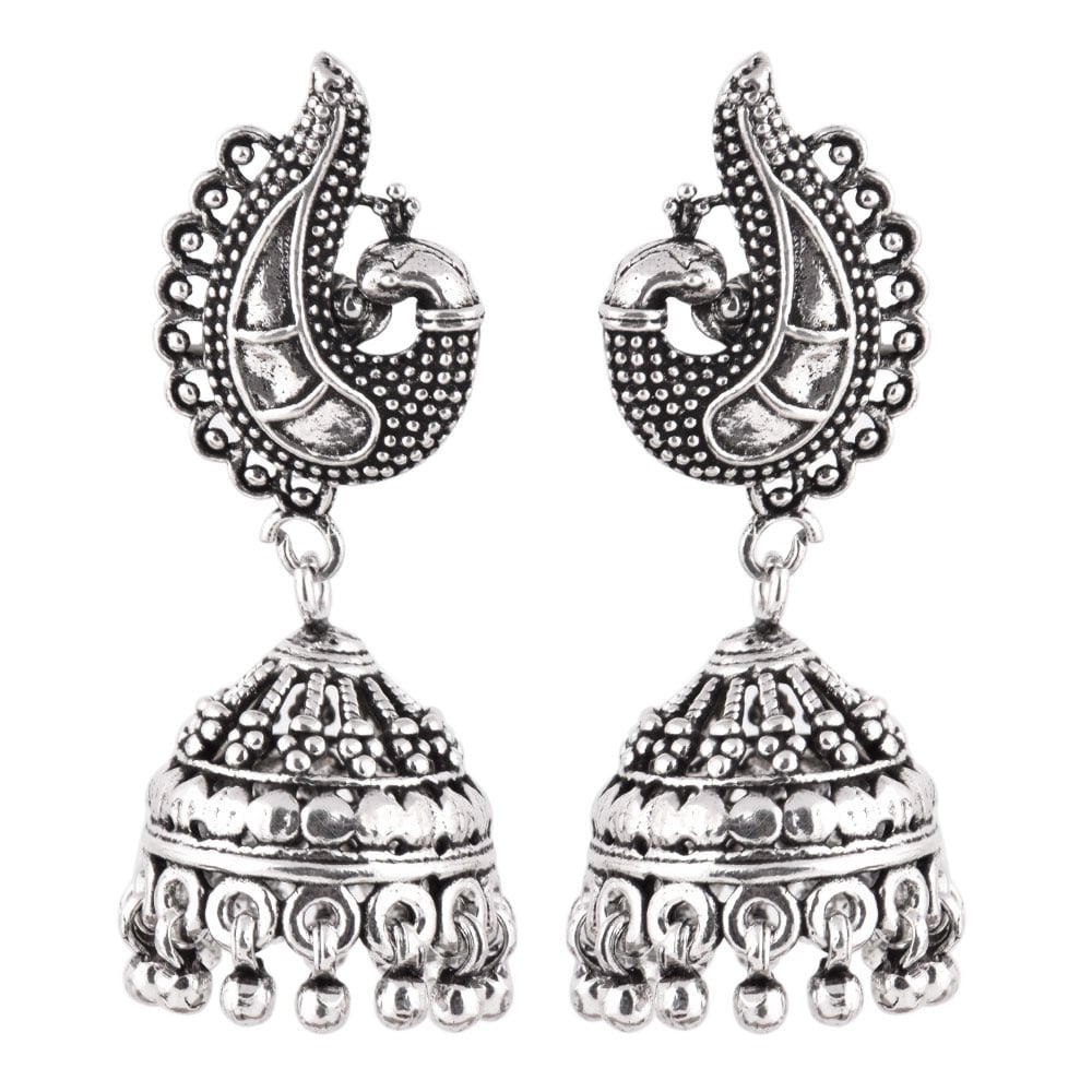 Pair of Peacock earrings with subtle sheen