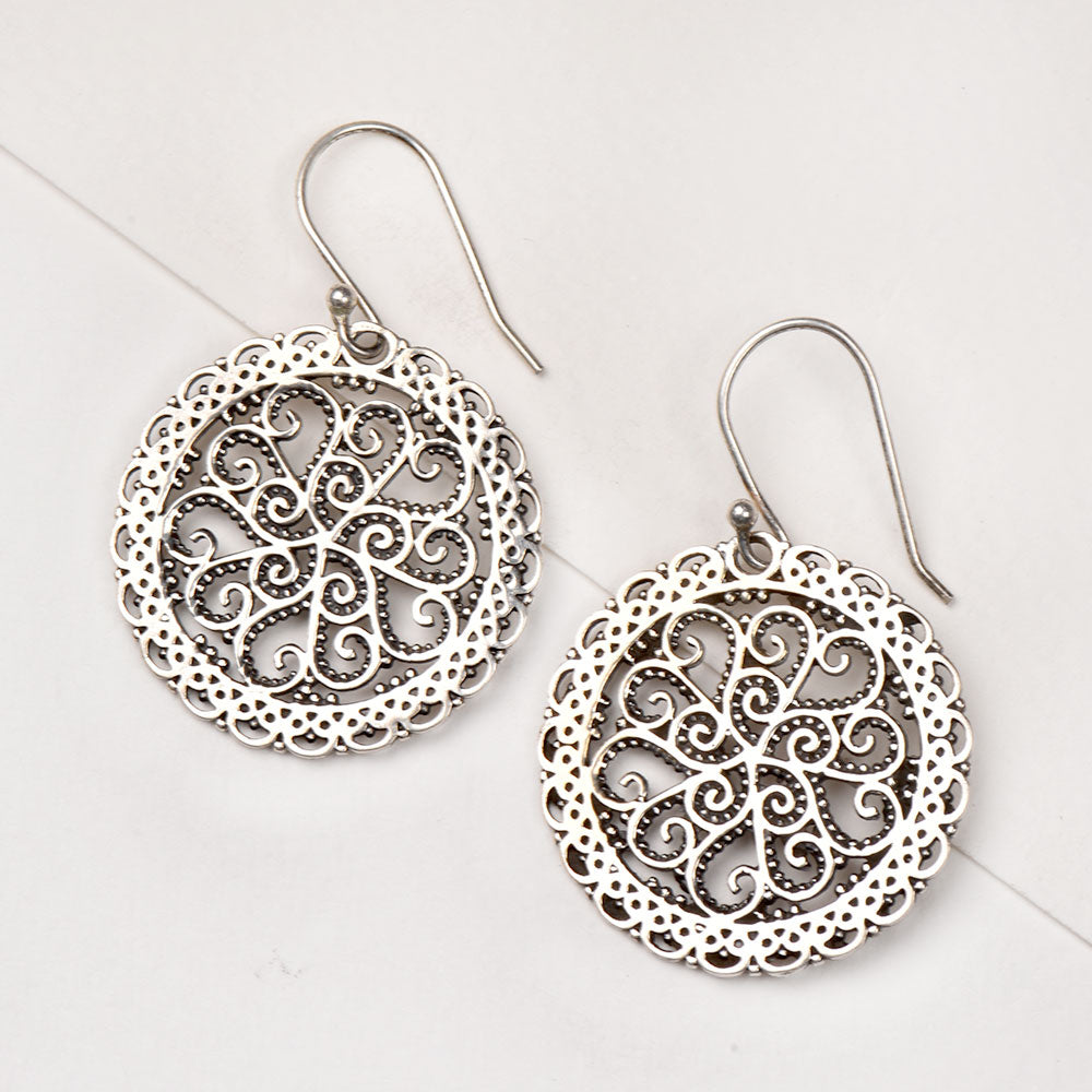 Timeless floral design earrings handcrafted in sterling silver