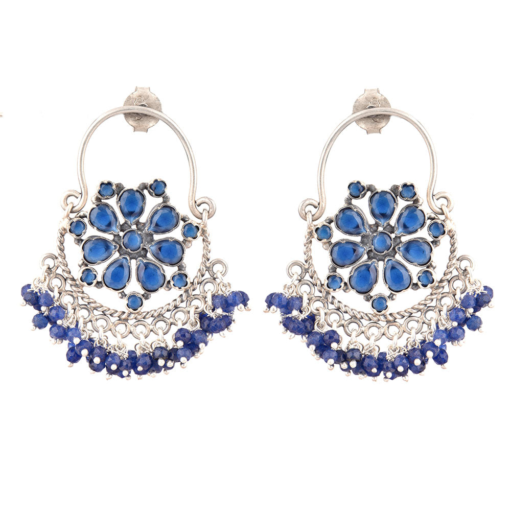 Elegant tanzanite stone earrings in sterling silver finish