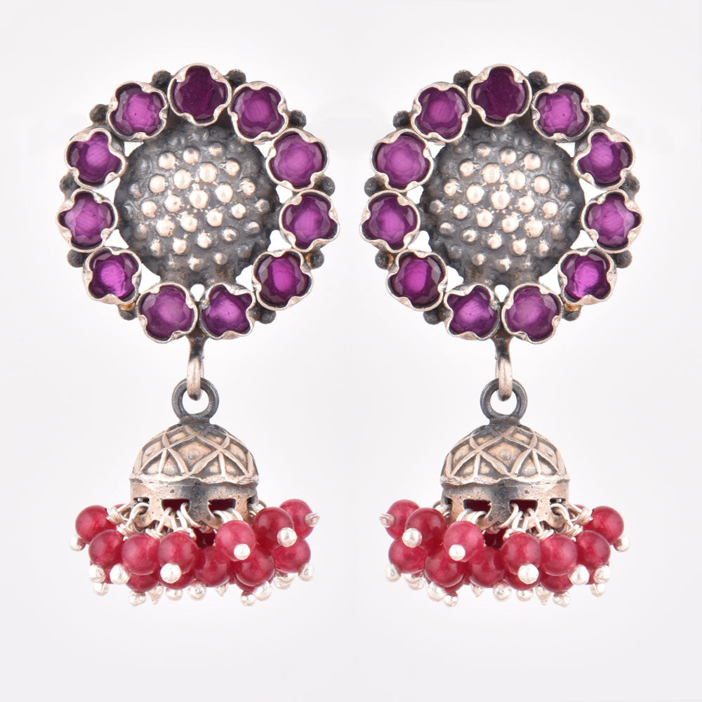 Elegant pink tourmaline earrings in handcrafted silver setting