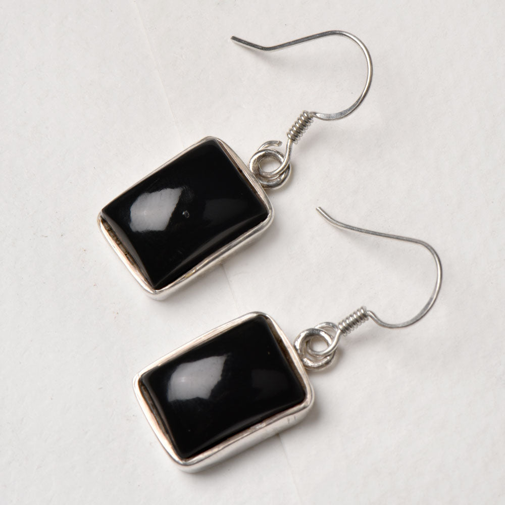 The Black Onyx Square Earrings displayed with its subtle quiet design and Black Onyx stone