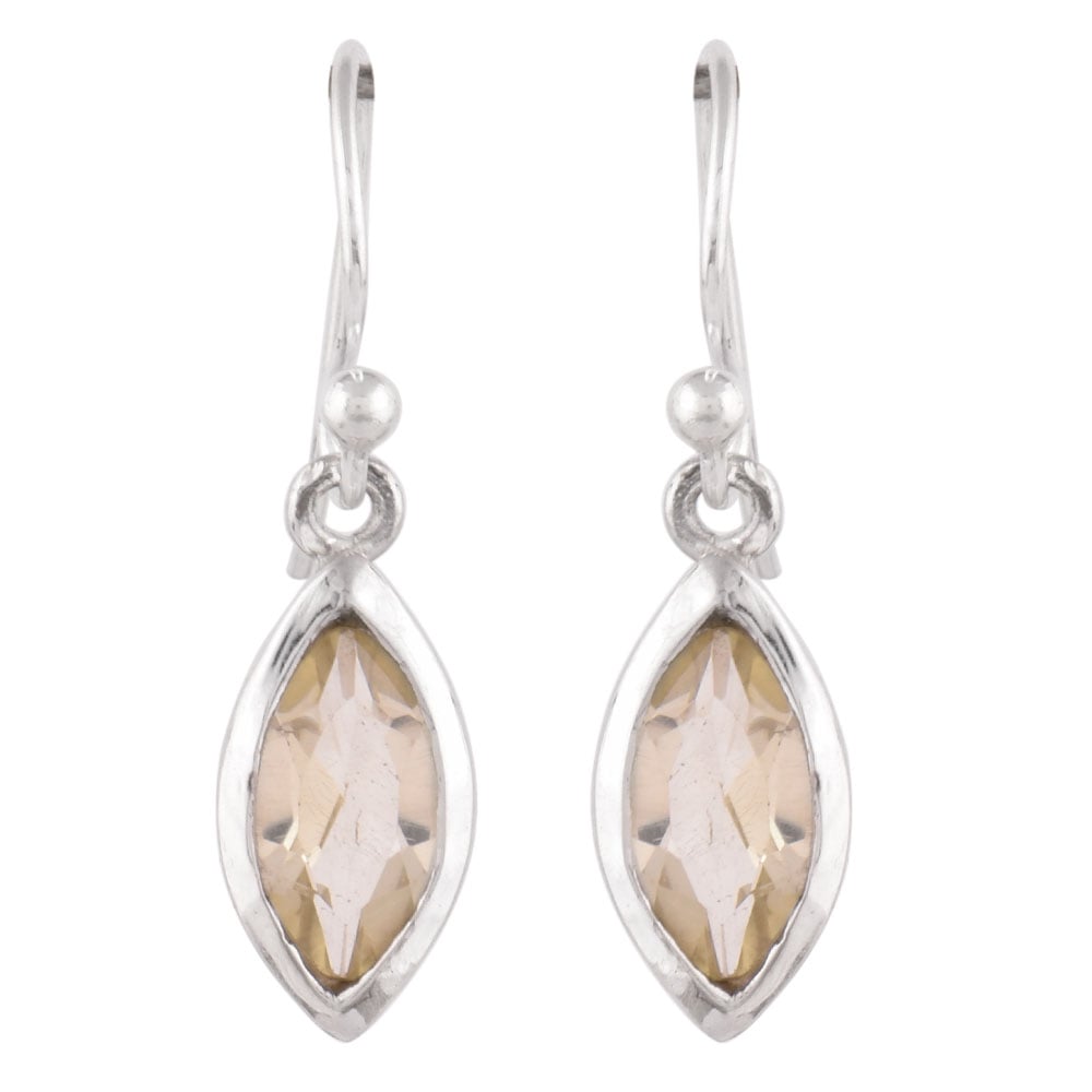 Angled view of lightweight drop earrings crafted in 92.5 Sterling Silver