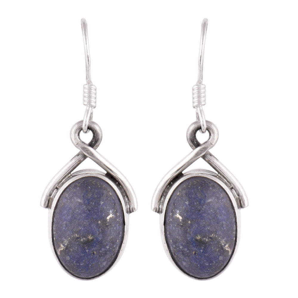 Angled view of Aabha Quartz earrings in 92.5 Sterling Silver