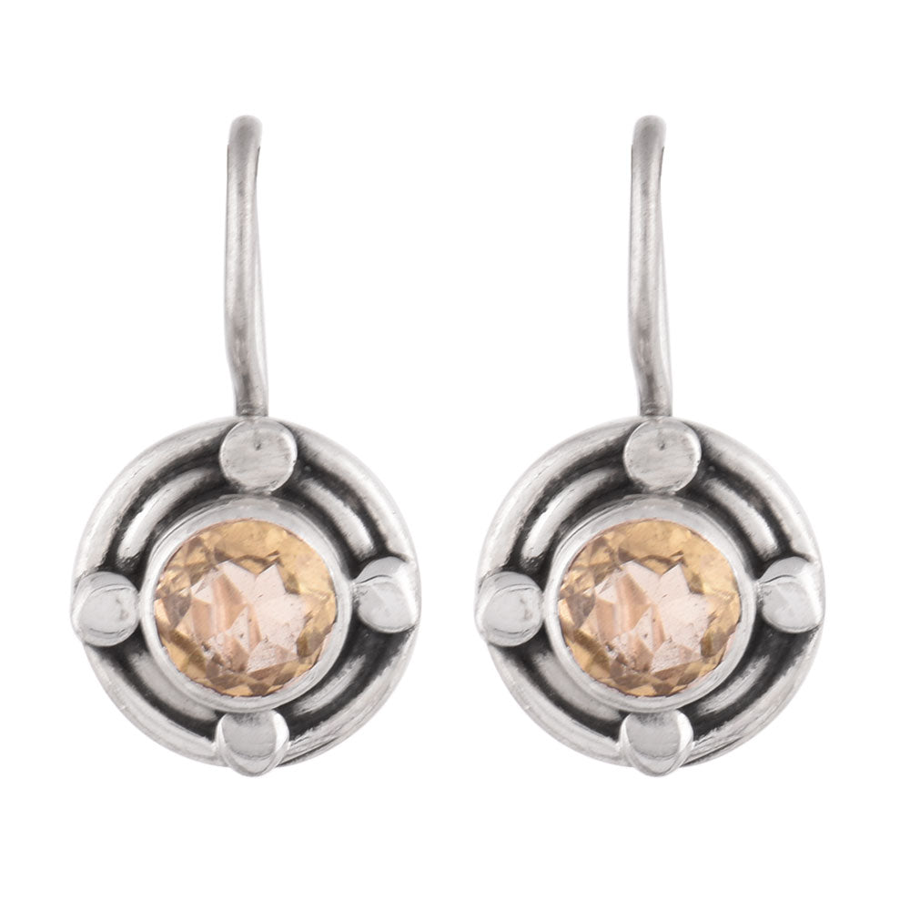 Side view of Aabha Quartz earrings in 92.5 Sterling Silver