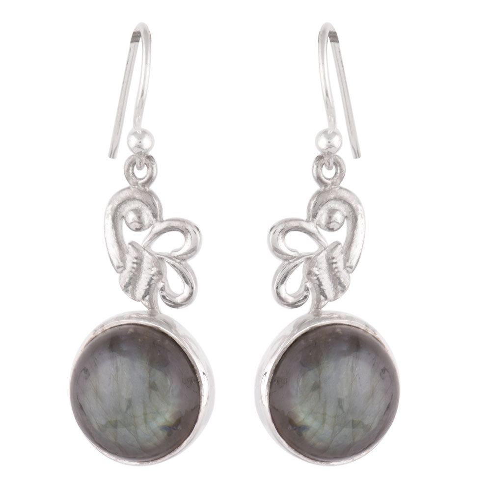 Overhead view of Gul earrings in 92.5 Sterling Silver