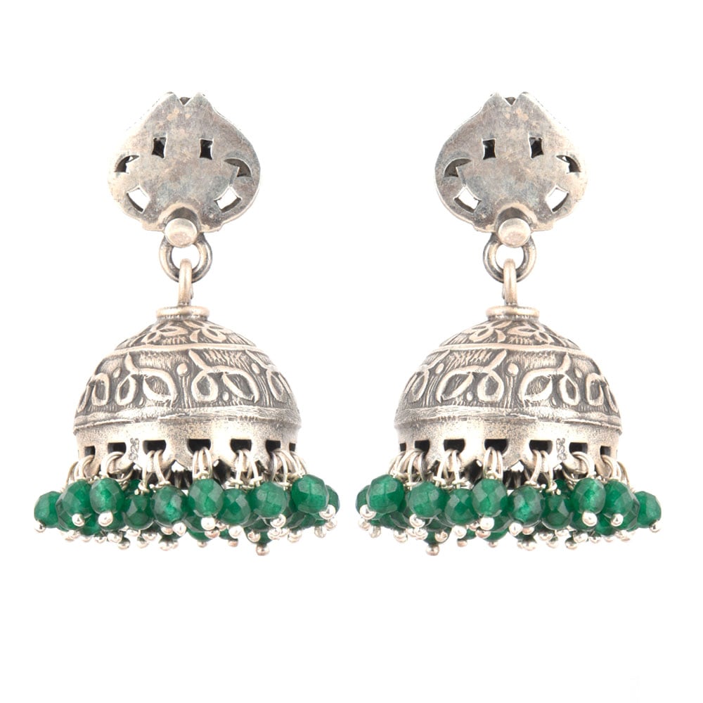 Pair of Green Onyx earrings with subtle sheen