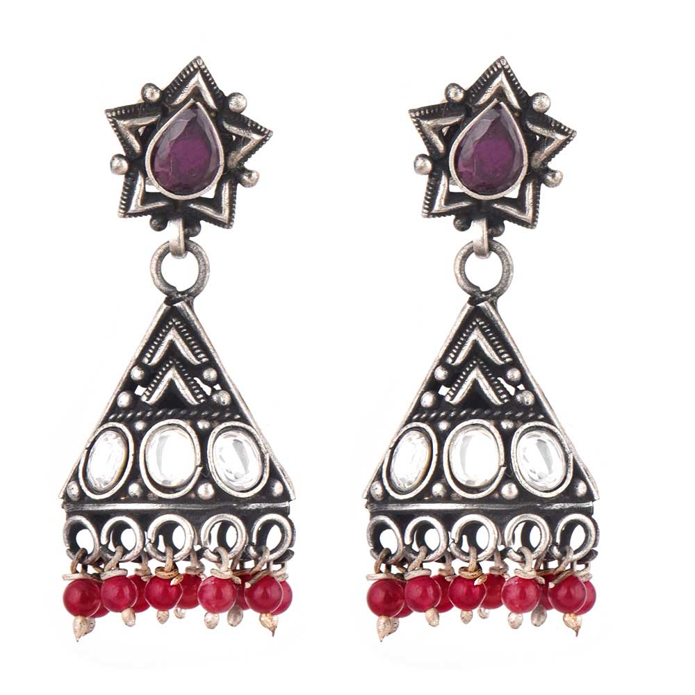 Pair of Amethyst & Garnet earrings with subtle sheen