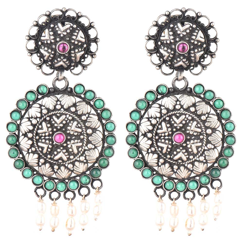 Intricate silver work with Pearl, Turquoise