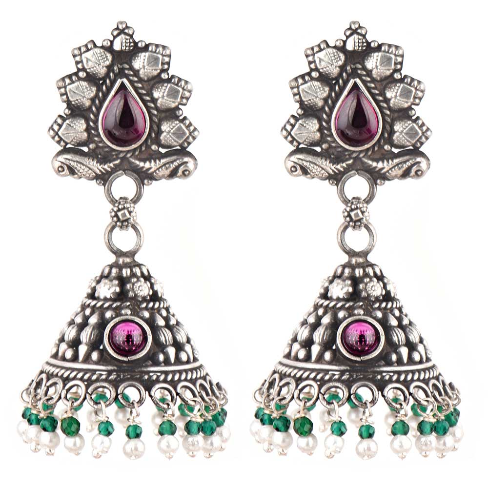 Intricate silver work with Pearl, Peridot