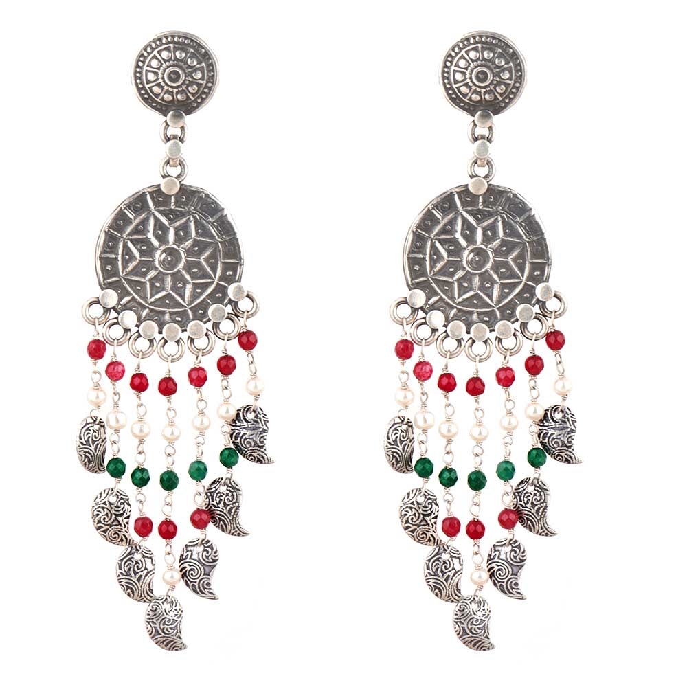 Intricate silver work with Pearl, Peridot