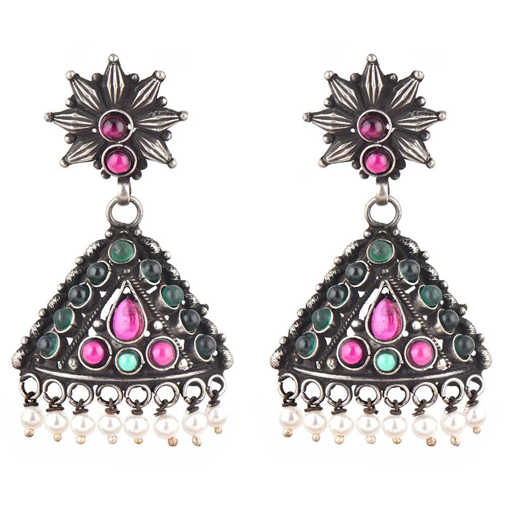 Intricate silver work with Pearl, Jade