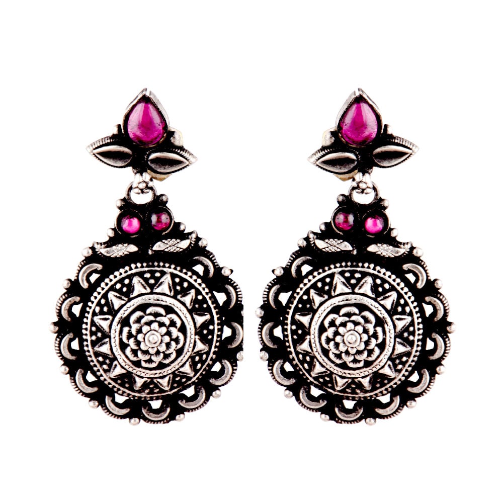 Modern godna motif floral earrings