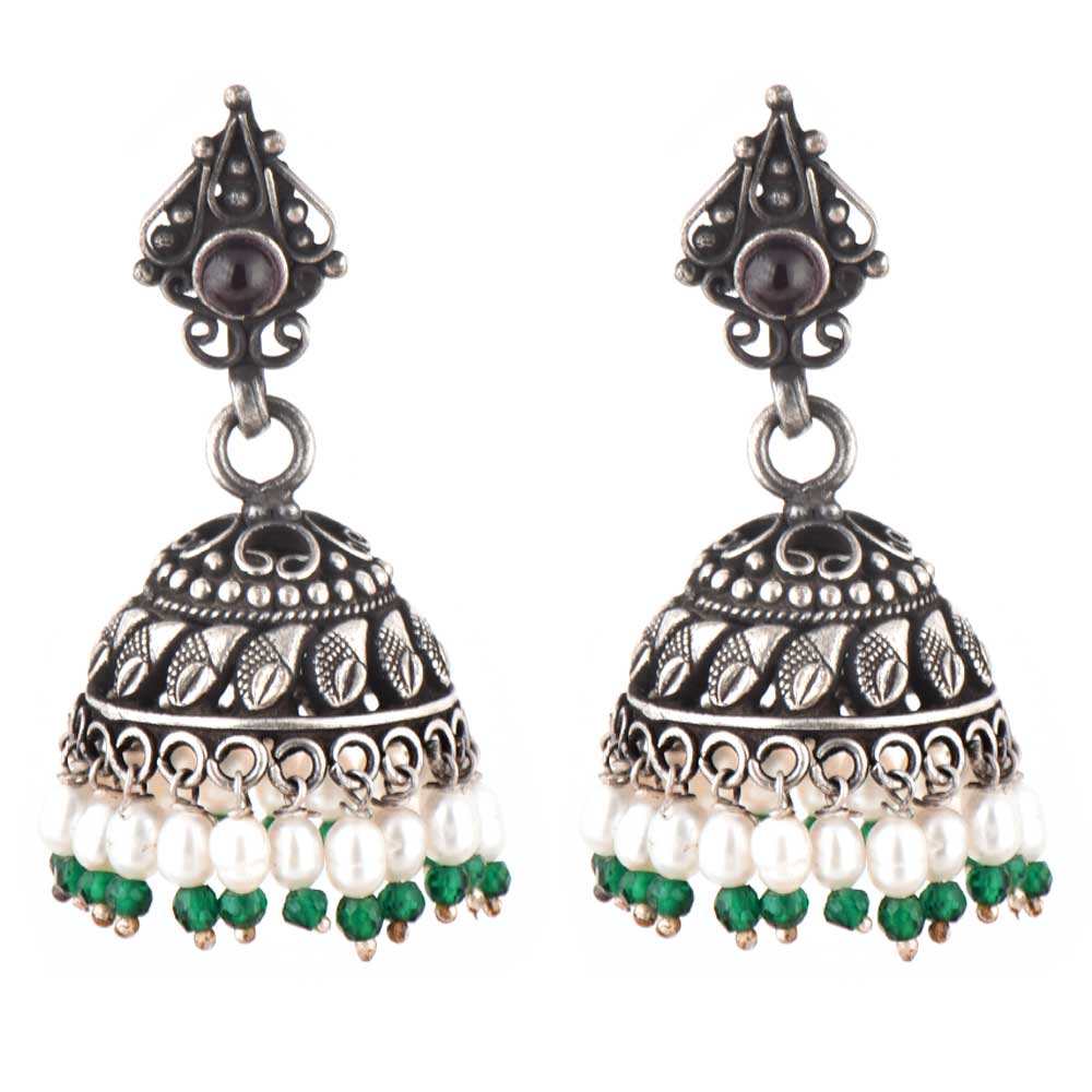 Back view highlighting smooth finish of Banjara Pearl earrings