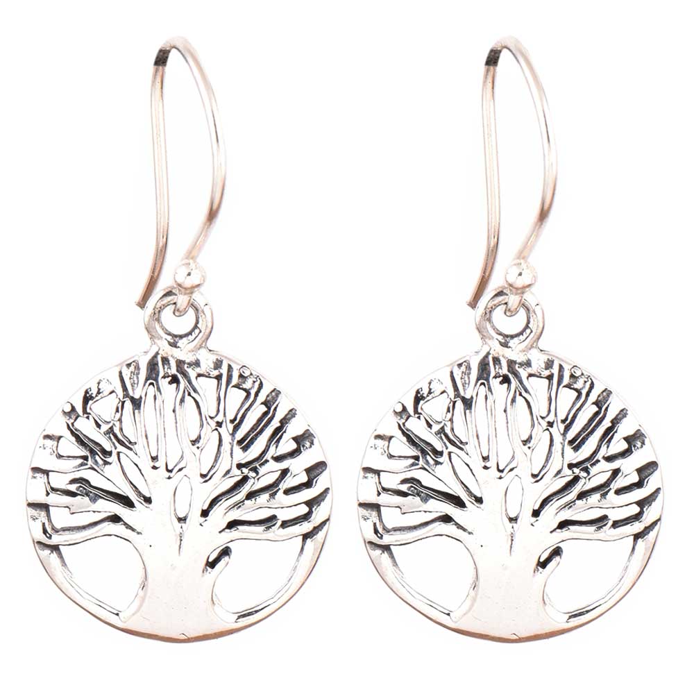 Back view highlighting smooth finish of Reet drop earrings