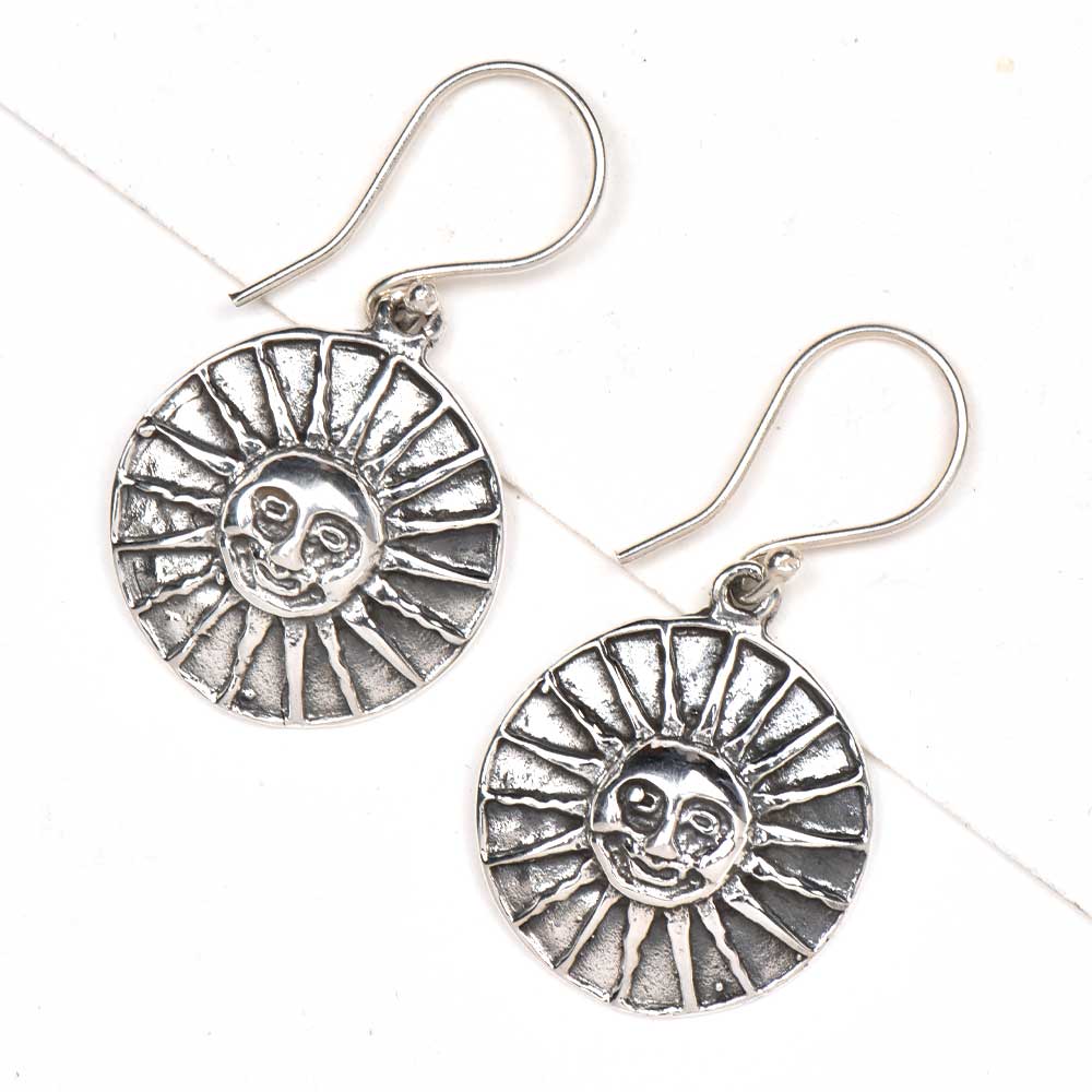 Delicate sun face earrings inspired by Rajasthani art