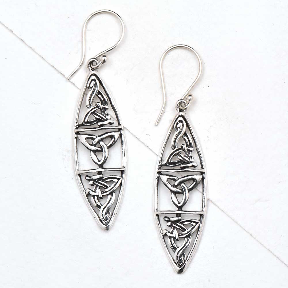 Close-up view of 92.5 sterling silver oval earrings design