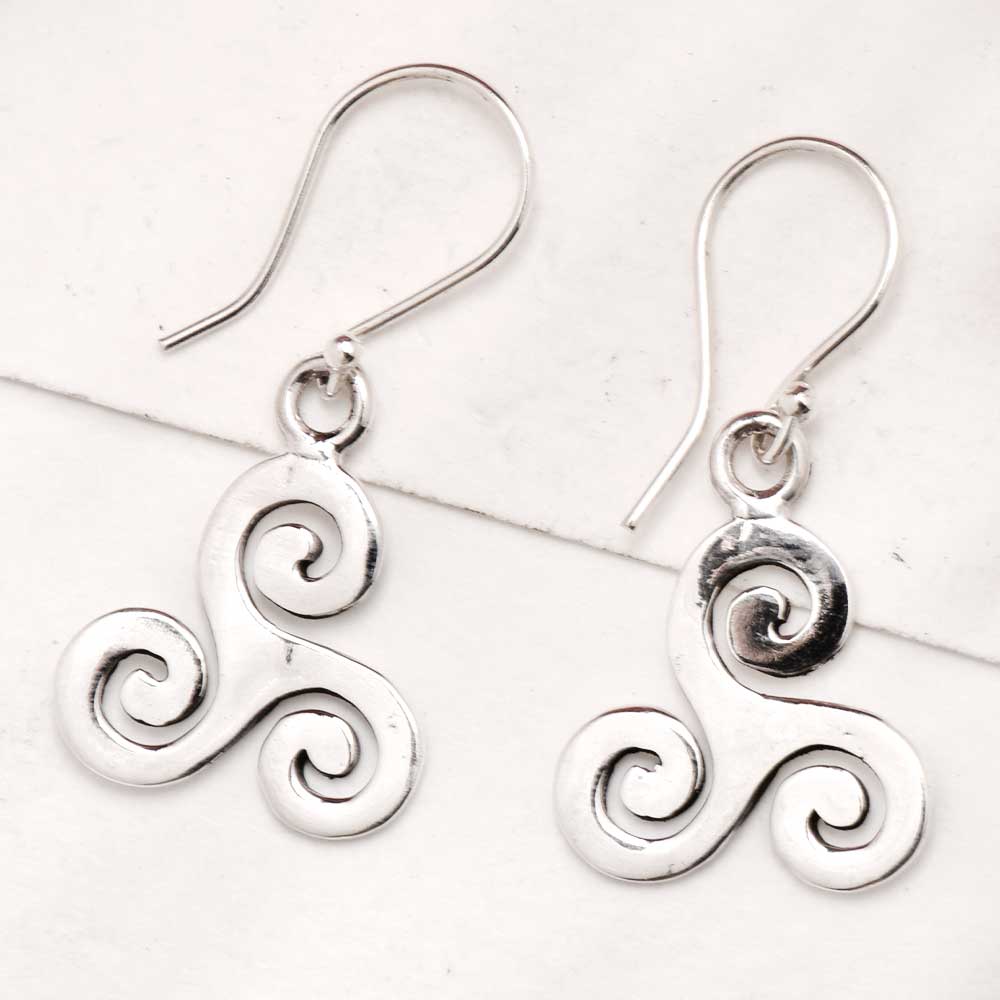 Close-up view of 92.5 sterling silver artistic handmade earrings design