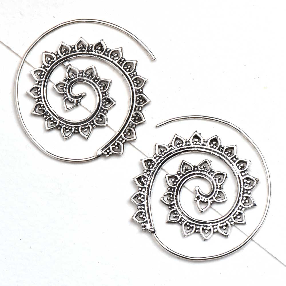 Close-up view of 92.5 sterling silver leaf earrings design